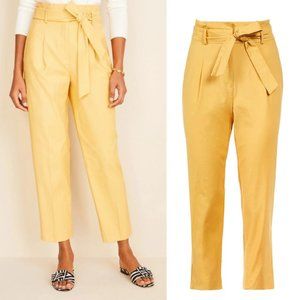 Ann Taylor The Petite Paperbag Belted Pant In Riesling Pale Yellow